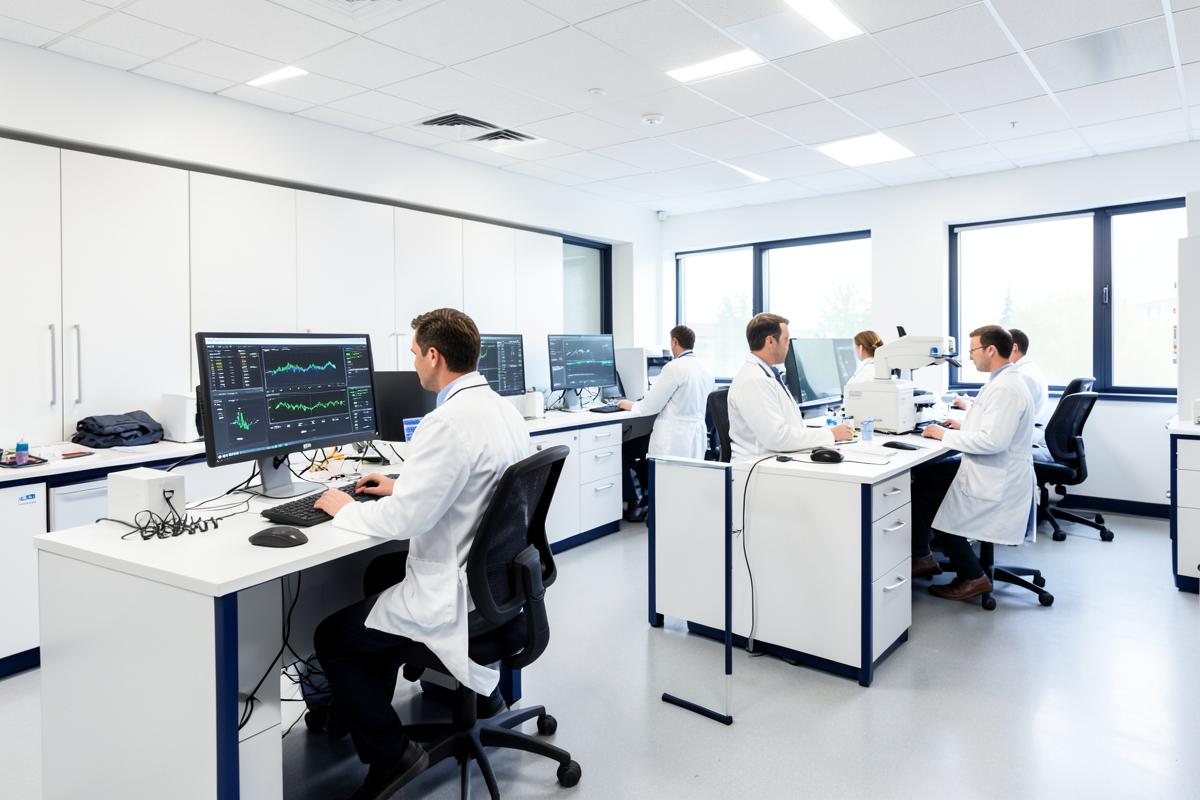 US research facility team reviewing data
